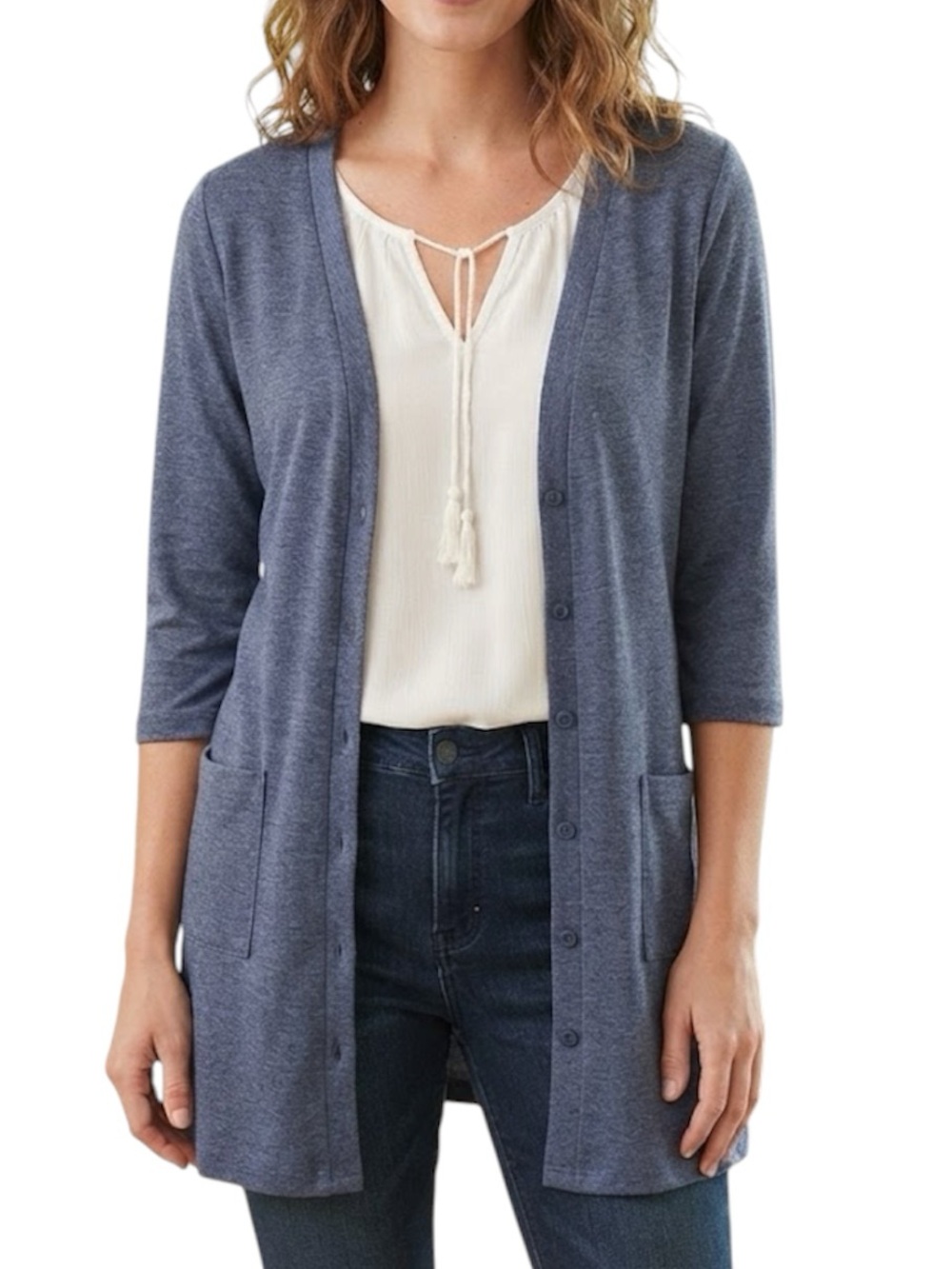 CATWORLD Denim Blue Button Cardigan With Pockets XS Grandpacore